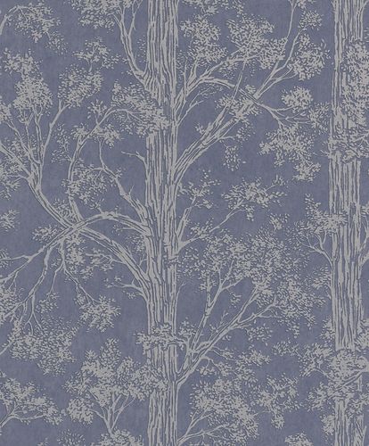 Non-Woven Wallpaper Forest blue grey Metallic 298818