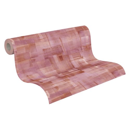 Non-Woven Wallpaper Brush Strokes pink brown 37532-3