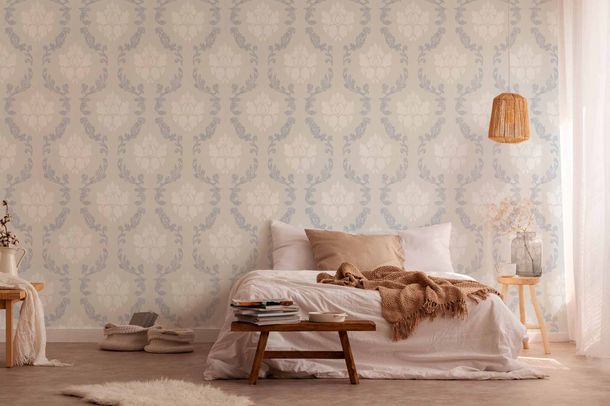 non-woven wallpaper baroque design beige grey white 37552-4