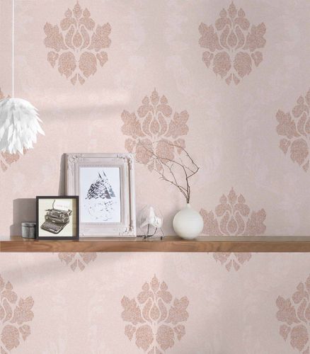 non-woven wallpaper baroque pattern pink bronze 37552-5