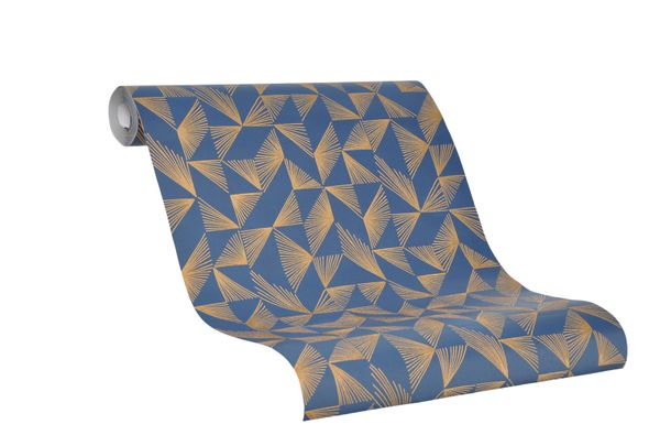 Non-woven wallpaper SCHÖNER Wohnen blue gold graphic