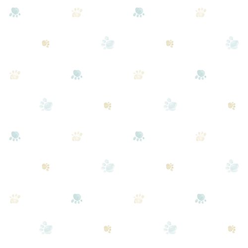 Child wallpaper paper paws white light green beige 102284