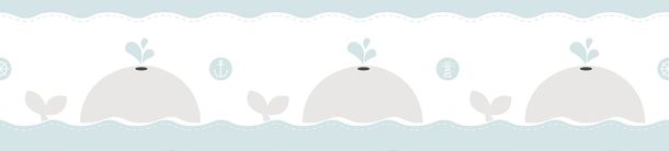 Self -adhesive kids border whales white light green 102432