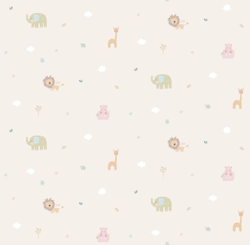 Child wallpaper paper animals zoo light brown pink 102221
