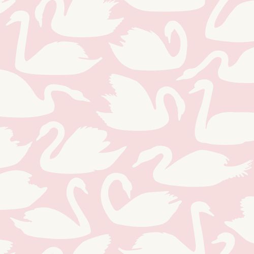 Kidswallpaper non-woven 047708 swans rose white glossy