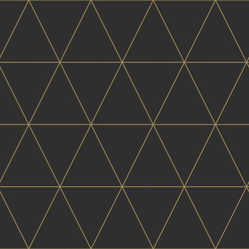 Wallpaper non-woven 347684 graphical tiles black gold