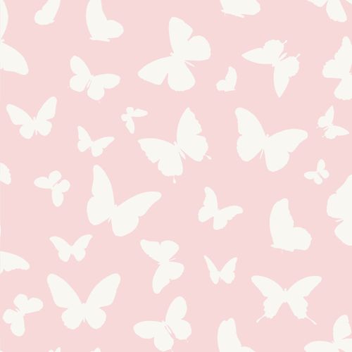Kindertapete Vlies 347691 Schmetterlinge rosa weiß Glanz