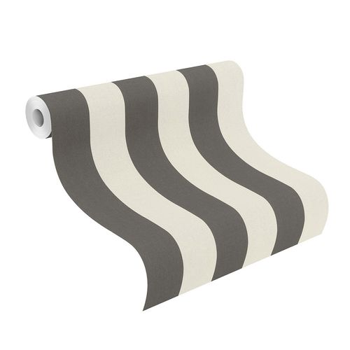 Wallpaper non-woven 542752 stripes white black