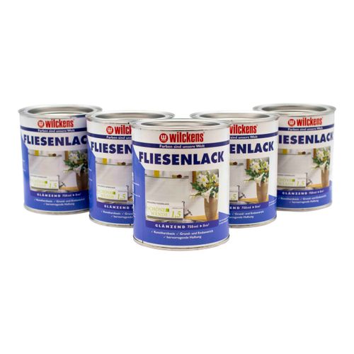 5x Tile Paint Wilckens Varnish Set 750ml Cream White Tiles