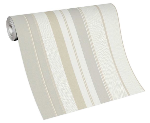 Wallpaper non-woven 10139-31 stripes white grey beige
