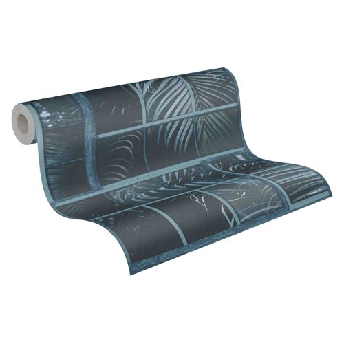 Tapete Vlies 37740-4 Gitter Floral schwarz blau