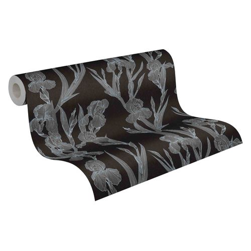 Tapete Vlies 37526-2 Floral schwarz grau