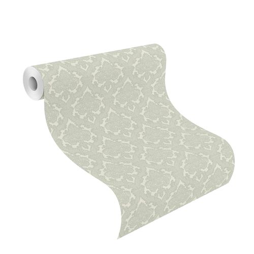 Non-Woven Wallpaper Baroque white grey Metallic 420944