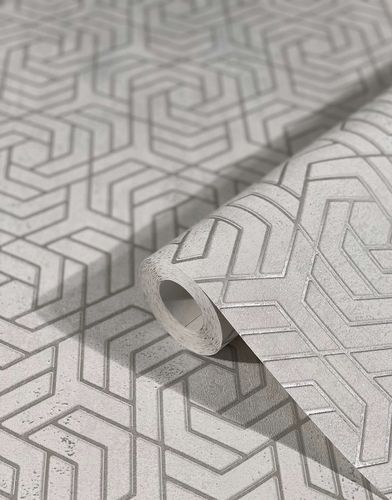 Tapete Vlies 3D Labyrinth Metallic grau silber 32607