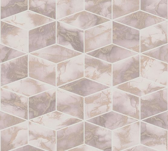 Non-Woven Wallpaper 3D Squares white Metallic 37863-2