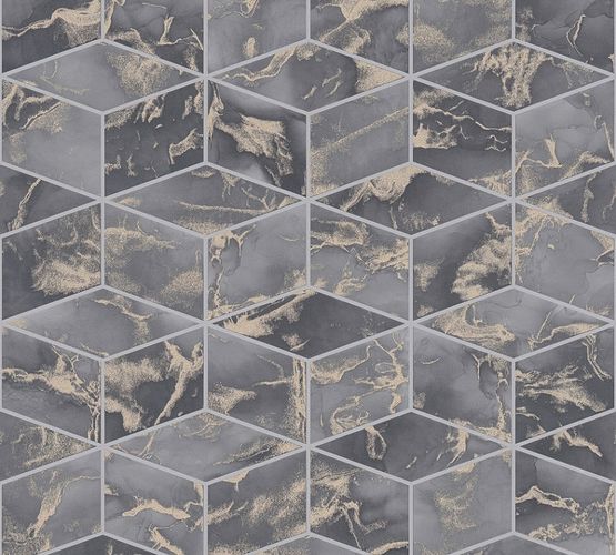 Non-Woven Wallpaper 3D Squares grey Metallic 37863-3