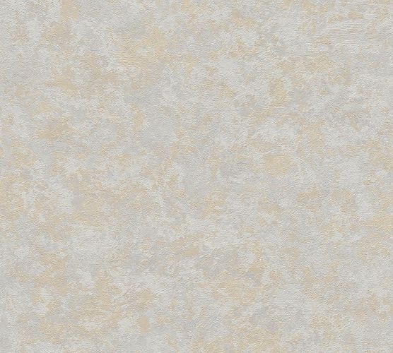 Non-Woven Wallpaper Mottled grey gold gloss 37902-3