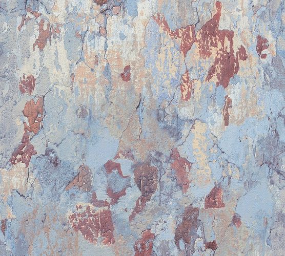 Non-Woven Wallpaper Stone Pattern blue beige 37954-2