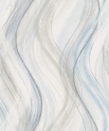 Non-woven wallpaper wave design greige blue 32445