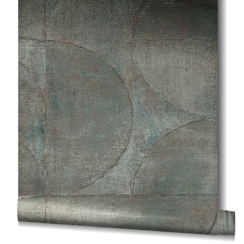 Wallpaper non-woven graphic metallic gray copper 32823