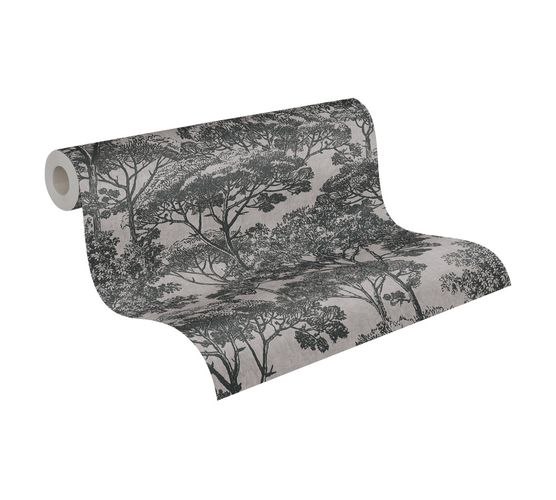 Wallpaper Non-Woven Nature Trees grey black 38023-3