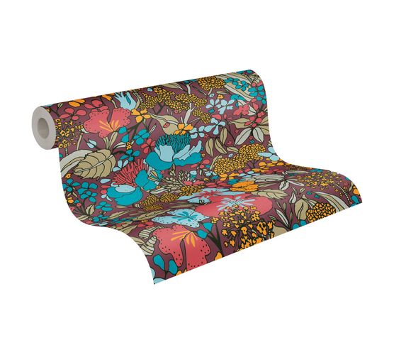 Tapete Vlies Floral Blüten rot bunt 37756-3