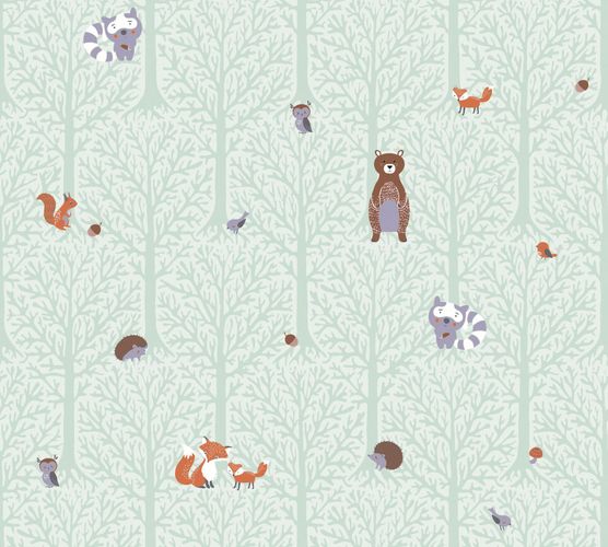 Image Kids Wallpaper Animals Forest green brown 38119-2