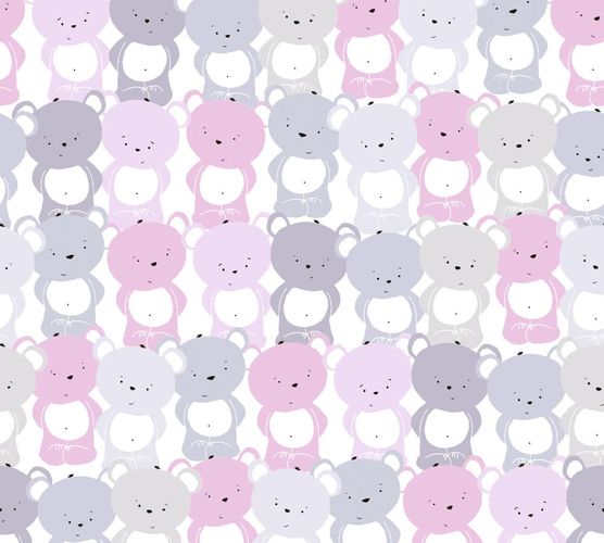 Kids Wallpaper Teddy Bears pink grey white 38129-2