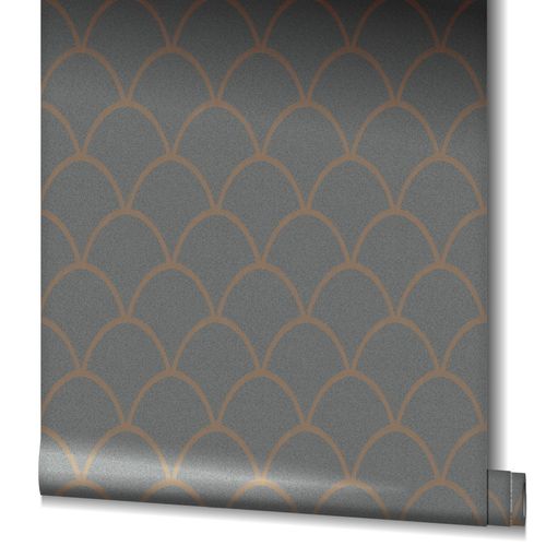 Non-Woven Wallpaper Geometry Glitter anthracite 32721