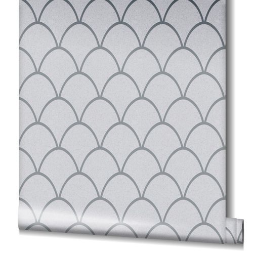 Non-Woven Wallpaper Geometry Glitter grey silver 32722