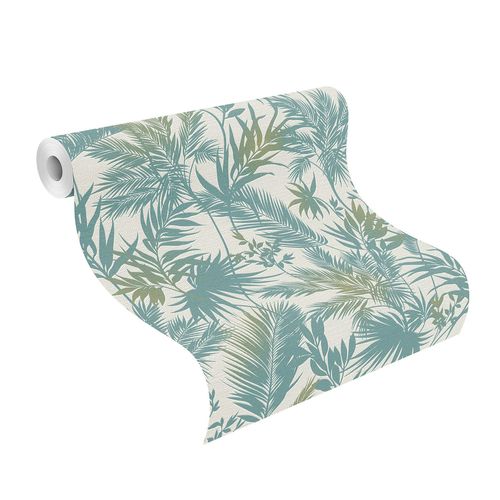 Roll Image Non-Woven Wallpaper Jungle Leaves turquoise blue 704112