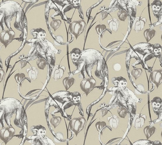 Illustration Non-Woven Wallpaper Michalsky Monkeys beige 37982-3