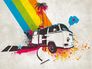 Picture Photo Wallpaper Retro Bus Rainbow colourful 38302-1 2