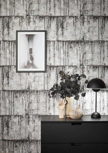 Image Non-Woven Wallpapern Cork Patina grey silver 85748