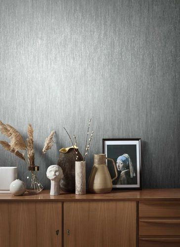 Image Non-Woven Wallpapern Plain grey Metallic 85760