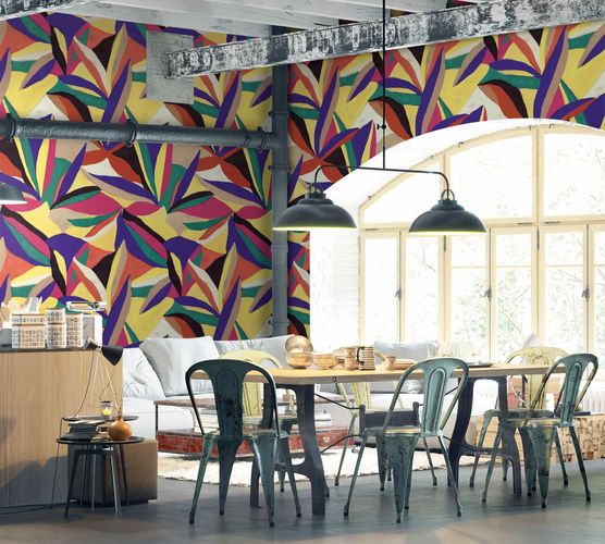 Raumbild Fototapete Blätter Floral bunt Akiko Marburg