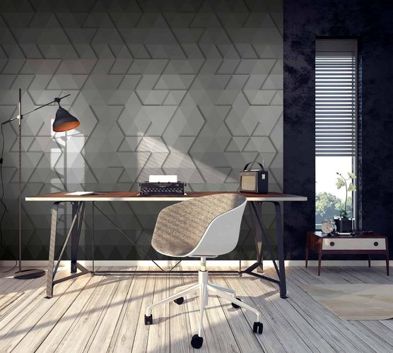 Room Image Photo Wallpaper 3D Triangles Graphic grey white Saskia