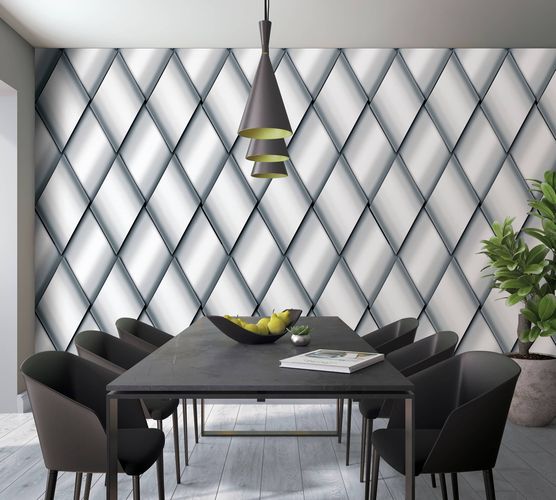 Room Image Photo Wallpaper 3D Graphic Rhombus grey white Tessa