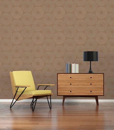 Artikelbild Vliestapete Kreise Grafik braun silber Metallic 38524-5