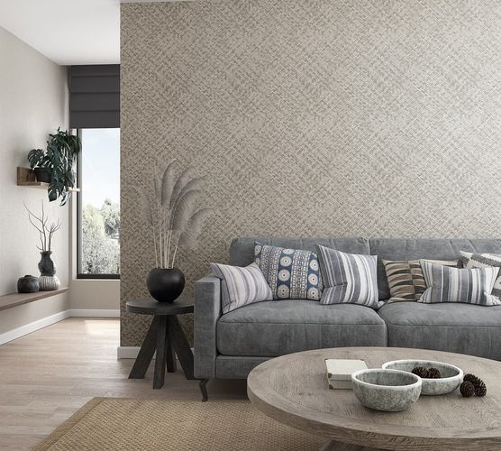 Image Non-Woven Wallpaper Bast Wood Rattan greige 33311