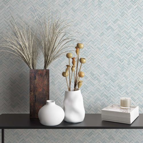 Picture Non-Woven Wallpaper Bast Wood Rattan grey-blue 33312