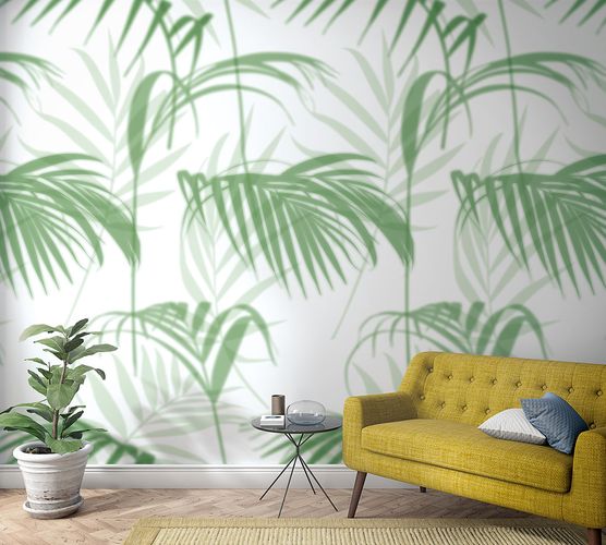 Picture Photo Wallpaper Palms Leaves Floral green white 47209