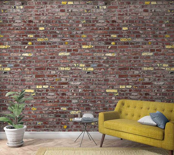 Picture Photo Wallpaper Bricks Wall red-brown yellow 47255