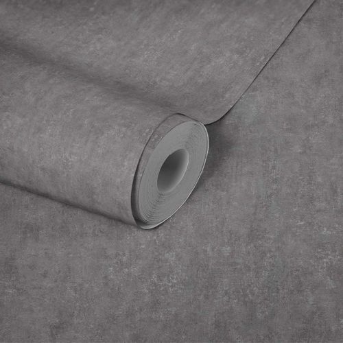 Non-Woven Wallpaper Plaster Look dark grey 38693-1