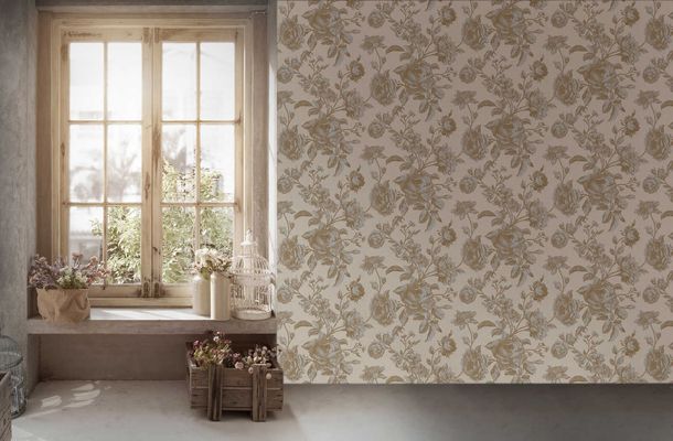 Tapete Vlies Floral Rosen gold creme 38700-3