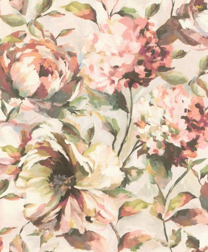 Wallpaper Non-Woven Rasch Blossoms pink green 485158