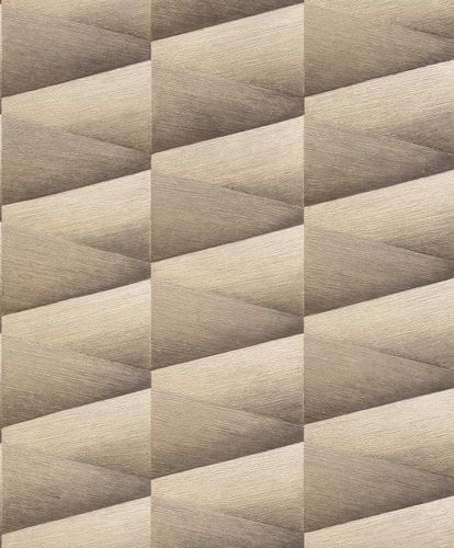 Tapete Vlies Rasch 3D Dreiecke gold beige Glanz 554649