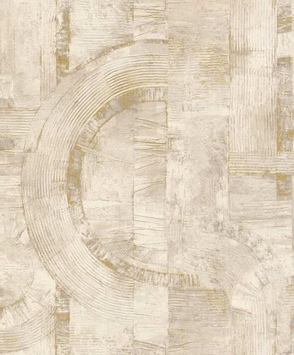 Non-Woven Wallpaper Rasch Half Circles beige gold 554755