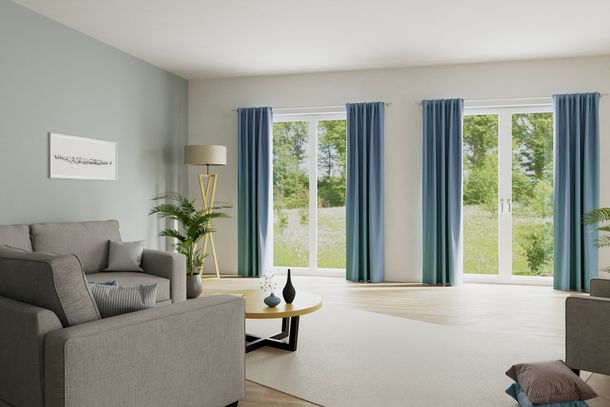 Vorhang Dekoschal Einfarbig blau verdunkelnd Galdin_3