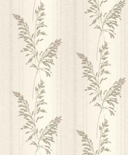 Vliestapete Rasch Beige Grau Streifen Blätter 651027